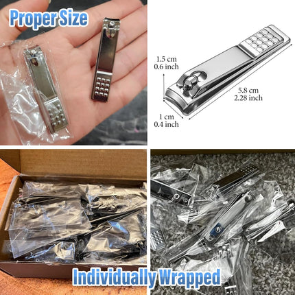 60 Pcs Stainless Steel Nail Clippers Toenail Clippers Bulk for Men Women Seniors, Toe Nail Clipper Pack Fingernail Clipper Bulk for Home, Travel, Homeless, Bulk Use (Medium Size, Silver)