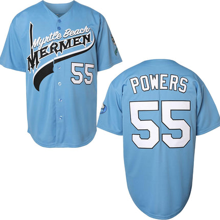 Kenny Powers Baseball Jersey #55 Myrtle Beach Mermen Stitched Men Movie Baseball Jersey Blue Green S-3XL
