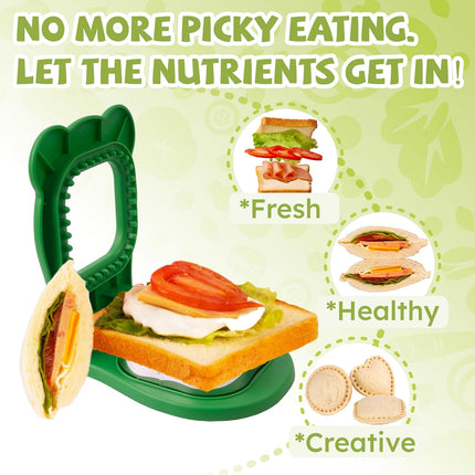 Uncrustables Sandwich Maker Sealer Cutter, Crustless Sandwich Cutter, PB&J Uncrustable Maker - Color Green, Square Shape