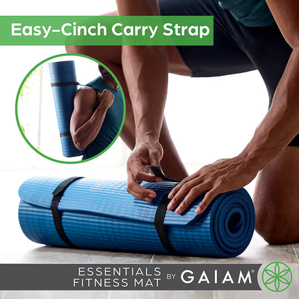 Gaiam Yoga Mat, Pilates & Exercise Mat, Thick Mat 2/5" (10Mm) Workout Mat with Easy-Cinch Carrying Strap for Home & Gym Workouts