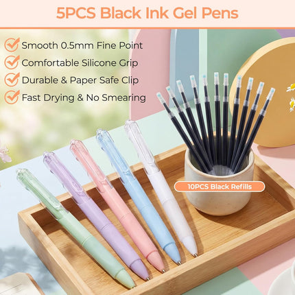 62PCS Aesthetic School Supplies with Corduroy Pencil Case, Pastel Highlighters Gel Pens Mechanical Pencils, Cute College Essentials Set (Cherry)