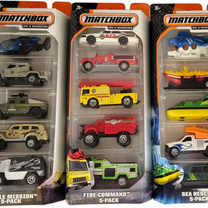 Matchbox Set of 15 Toy Cars and Trucks with 3 Themed 5-Packs of 1:64 Scale Die-Cast Vehicles (Styles Will Vary) Bundle