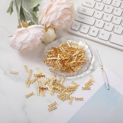 200Pcs U Shape Copper Ring Terminals, Brass Crimp Terminals Connector Open Barrel Crimp Terminal Non-Insulated Cable Wire Spade Electric Butt Connector for Electricity Automotive