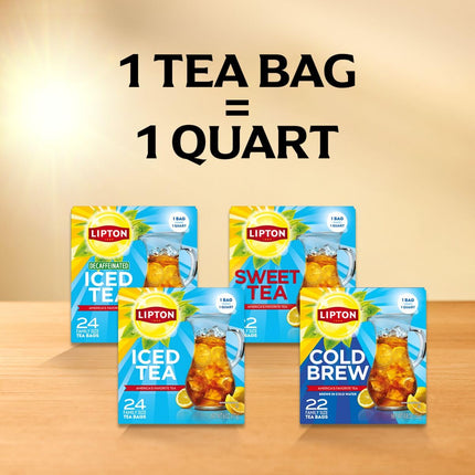 Lipton Southern Sweet Iced Tea Bags, Family Size Zero Calories, 132 Total Bags (22Ct - Pack of 6)