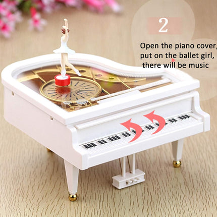 Ballerina Music Box，Piano Music Box for Women Girls White Valentine'S Day Present Mechanical Classical Ballet Girl Dancing Music Box Birthday Present