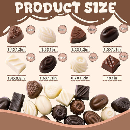 30 Pcs Fake Chocolate Artificial Food Realistic Mixed Color Chocolate Models Bulk Faux Dessert