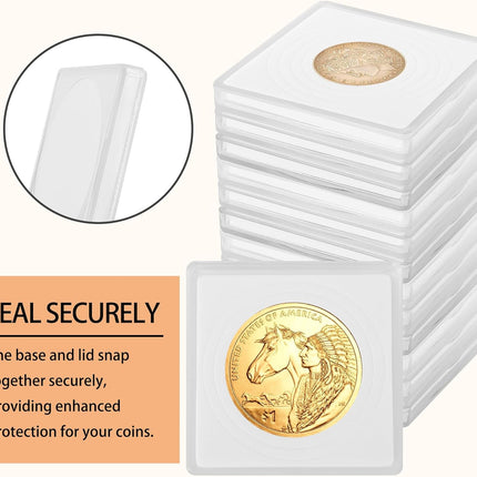 60 Pcs Coin Holders for Collectors, Clear Coin Cases with 5-Size Sponge Gaskets 20/25/30/35/40Mm, Plastic Coin Slabs and Coin Protectors for Silver Dollar Collectors Collection Supplies, White
