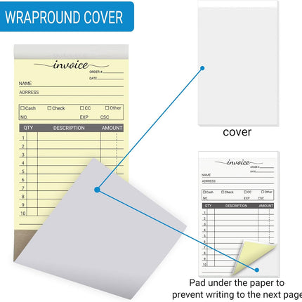12 Pack Invoice Books for Small Business, 3.5 X 5.5 Inch 2 Part Carbonless Receipt Books, Carbon Duplicate Copy Order Form Book, Convenient Invoice Pads, 50 Sets Each Pad,Total 600 Sets