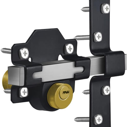 Barn Door Lock, Fence Gate Lock, Double Sided Gate Latch, Gate Lock for Wodden Garage Door, Supplied with 5 Keys, Work with 2.75" Wooden Vinyl Metal Gate, for Right & Left Door
