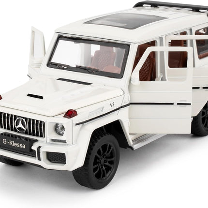 1/32 Scale Car Model Compatible for Collectible G63 AMG Diecast Toy Vehicle, Zinc Alloy Pull Back Toy Car with Sound and Light for Adult Boys Girls 3 4 5 6 7 8（White）