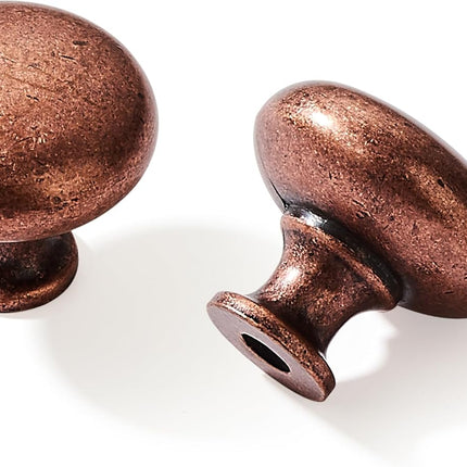 10 Pack 1-1/4" Vintage Antique Copper Zinc Alloy Cabinet Knobs - Single Hole Center Kitchen Cabinet Pull Hardware for Bedroom.