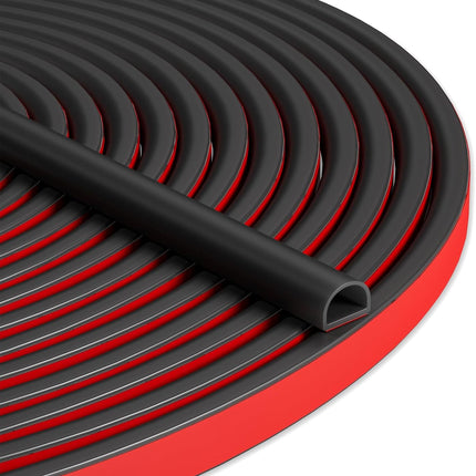 20FT Weather Stripping Door Seal, Self-Adhesive Silicone D-Shaped Seal Strip for Door Frame & Window Gaps, Soundproof Insulation Gap Filler