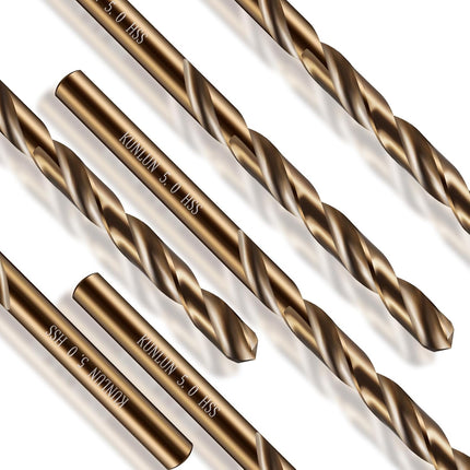 1/4" Cobalt Drill Bit(10Pcs), M35 HSS Metal Drill Bit Set Forwood, Hard Metal, Stainless Steel, Cobalt Steel M35 Jobber Length Twist Drill Bits