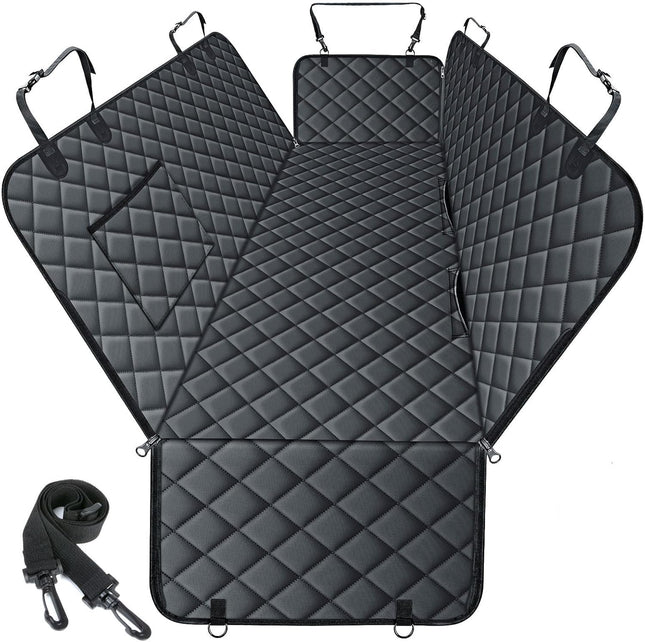 Waterproof Dog Car Seat Cover for Back Seat - Durable, Scratch Proof Pet Hammock with Nonslip Design & Storage Pockets, Fits Cars, Suvs, Trucks- S, Black