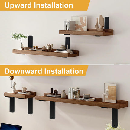 8 Pack - L 10" X H 6" X W1.5, 5Mm Thick Black L Shelf Bracket, Iron Shelf Brackets, Metal Shelf Brackets, Floating Shelf, Shelf Supports with Screws