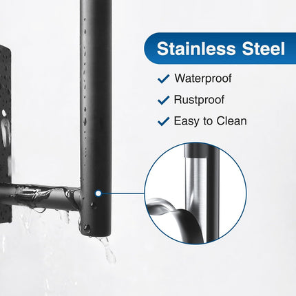 Paper Towel Holder - Self-Adhesive or Drilling, Matte Black Wall Mounted Rack - SUS304 Stainless Steel Kitchen Roll Dispenser under Cabinet