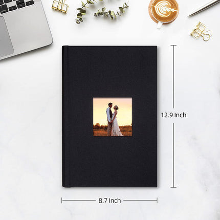 Photo Album 4X6 300 Photos Linen Cover with Memo Areas Photobook Pictures Book for Wedding Family Baby and Vacation (Black)