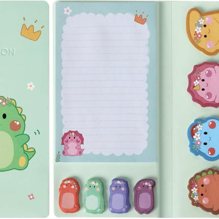Dinosaur Sticky Notes Set, 360 Sheets Cute Cartoon Animal Dinosaur Self-Stick Notes Pads Dinosaur Themed Memo Pads Dinosaur Shaped Page Markers Index Tabs for Students Office School Supplies