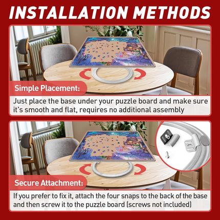 Rotating Puzzle Board Base - 360° Swivel Turntable for Jigsaw Puzzles 1000/1500 Piece Lazy Susan Spinner Table - Puzzle Accessories for Adults and Kids