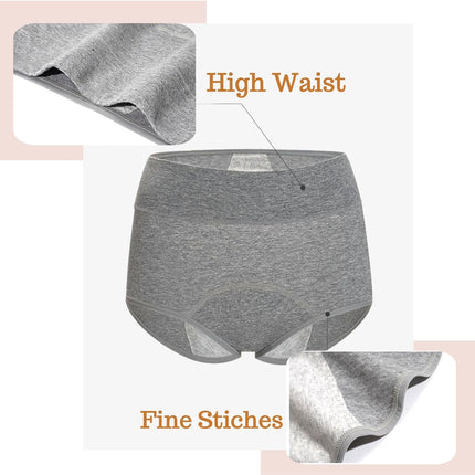 Women'S Washable Incontinence Underwear 4 Pack, Leakproof Ladies Panties High Waist, Incontinence Protective Briefs for Minor Bladder Leak(M)