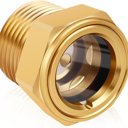 3/4 NPT Air Compressor Oil Sight Glass, Male Hex Head Compresssor Oil Sight Glass, Heavy Duty Solid Brass Oil Sight Glass Liquid Level Gauge Oil Indicator Window for Air Compressor Gearbox Tank