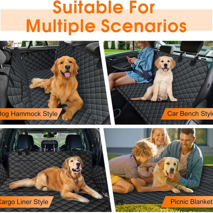 Waterproof Dog Car Seat Cover for Back Seat - Durable, Scratch Proof Pet Hammock with Nonslip Design & Storage Pockets, Fits Cars, Suvs, Trucks- S, Black