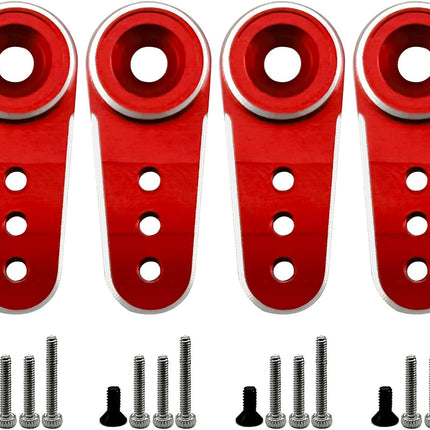 4Pack Aluminum 15T Servo Horn Arms RC Mini Servo Horns Toy Car Accessories Compatible with Emax ES08MA Servo Fit for Axial SCX24 1/24 RC Crawler (Red)
