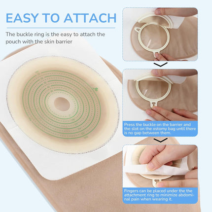 22Pcs Ostomy Supplies Colostomy Bags, 2-Piece Colostomy Bags, Two-Piece Drainable Pouches with Closure for Ileostomy Stoma Care, Cut-To-Fit, 70Mm Max (16 X Ostomy Bags+ 6 X Skin Barrier）