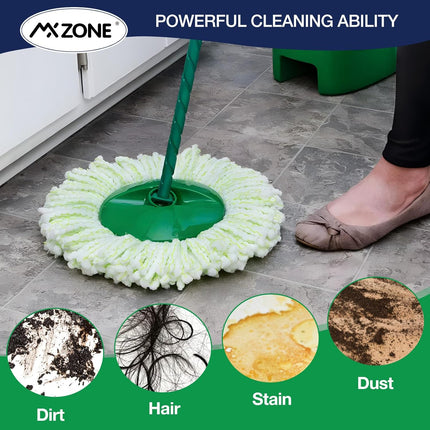 3 Pack Mop Head Replacement for Libman Tornado, Spin Mop Replacement Head ONLY Compatible with Libman, Easy to Replace, Machine Washable, Green and White (NOT for Old Version)