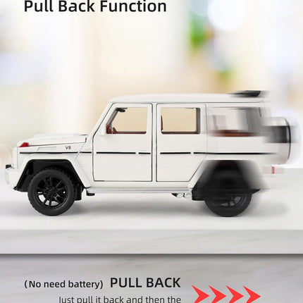 1/32 Scale Car Model Compatible for Collectible G63 AMG Diecast Toy Vehicle, Zinc Alloy Pull Back Toy Car with Sound and Light for Adult Boys Girls 3 4 5 6 7 8（White）