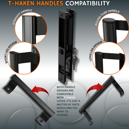 Sliding Glass Door Set, 6-5/8", Black - Patio Door Handle Replacement Thick Used on Both Left and Right-Handed. (Keyed)