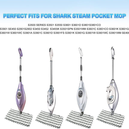 6 Pack Steam Mop Replacement Pads for Shark S3500 Series Steam Mop S3501 S3601 S3550 S3901 SE450 S3801CO S3601D S2901 S2902 Steam Pocket Mop, Reusable Heavy Scrub Steam Mop Pads for Floor Cleaning