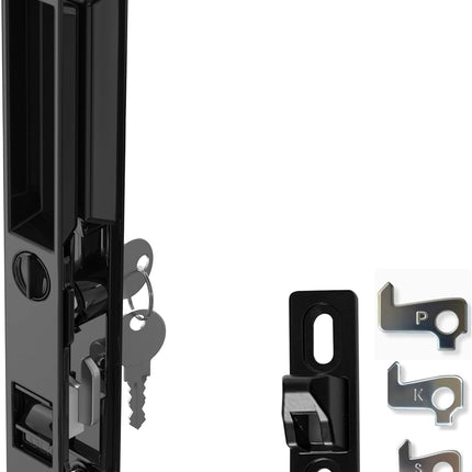Sliding Glass Door Set, 6-5/8", Black - Patio Door Handle Replacement Thick Used on Both Left and Right-Handed. (Keyed)