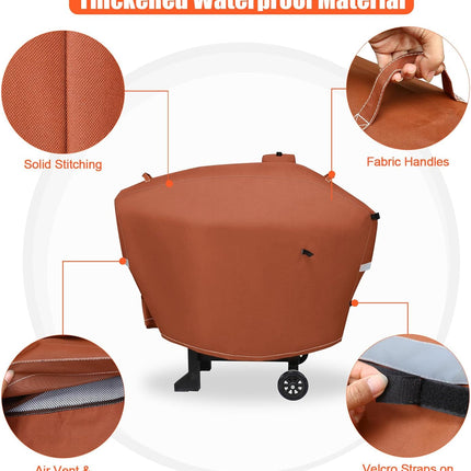 Grill Cover for Camp Chef 24 Pellet Grills, Model DLX 24, Smokepro 24, Woodwind 24 Pro Pellet Grills, PG24, PG24LS, PG24S, PG24SE, PG24LTD, PG24XT, SG24, Smokepro DLX, Anti-Uv 600D, Brown