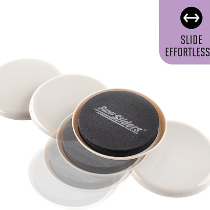 3 1/2" round Reusable Furniture Sliders for Carpet Easily Move Medium to Large Sized Items across Carpet, 4 Pack Beige