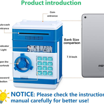 Piggy Bank for Boys Toys Age 6-8 8-10 - Kids Toys for 4 5 6 7 8 9 10 Year Old Boy Gifts - ATM Machine Money Saving Box for Kids Boy Christmas Birthday Gifts