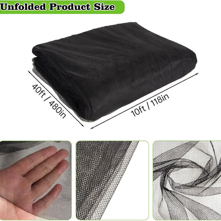 39 X 10 Ft Mosquito Netting for Garden Patio, Breathable Mesh Net for Bird and Insect Protection, Plant Cover for Vegetables, Fruits and Flowers, 3X12M Black