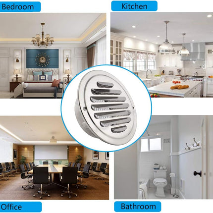 4 Inch round Soffit Air Vent Stainless Steel Louver Grille Cover Wall Air Ventilation Outlet Hood with Built-In Screen Mesh for Kitchen Bedroom Bathroom Office Etc
