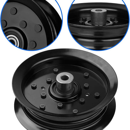 Flat Idler Pulley Compatible with Craftsman Husq a Riens Sears Pou LAN Riding Lawn Mower Tractor with 42" 46" 48" 54” Deck, Replace 197379, 196106