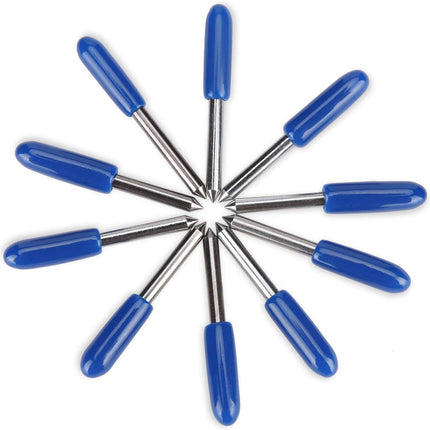 60 Degree Tungsten Steel Lettering Blade Vinyl Cutter Blades for Roland Cutting Plotter, Blue Cap Pack of 10