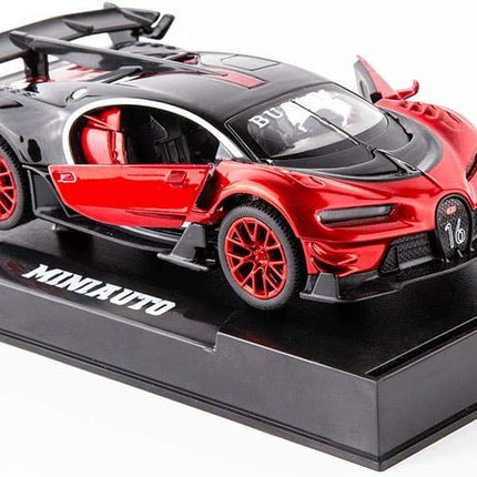 Bugatti Vision GT Supercar 1/32 Zinc Alloy Die Casting Pull Back Car Model Toy Sound and Light for Boy Girl Gift （Red）
