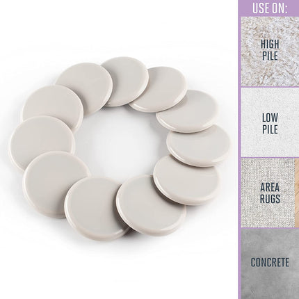 3 1/2" round Reusable Furniture Sliders for Carpet Easily Move Medium to Large Sized Items across Carpet, 4 Pack Beige