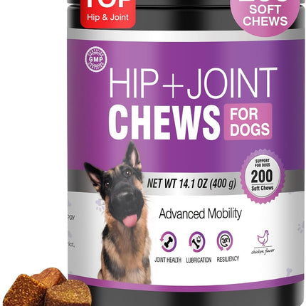 Glucosamine for Dogs 200Pcs Joint Support Supplement Dog Hip and Joint Chondroitin Chews Treats with MSM Dog Joint Pain Relief Mobility Supplements Chicken Flavor Fit All Large Small Medium Breed