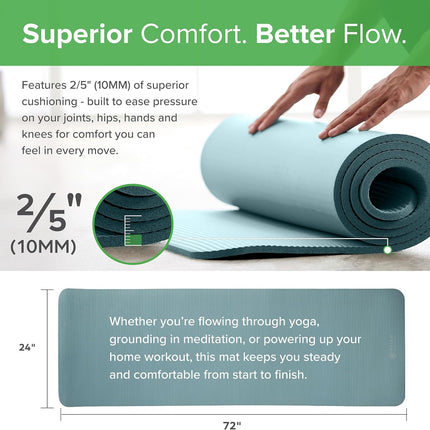 Gaiam Yoga Mat, Pilates & Exercise Mat, Thick Mat 2/5" (10Mm) Workout Mat with Easy-Cinch Carrying Strap for Home & Gym Workouts