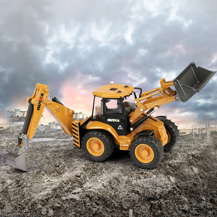 1/50 Scale Metal Diecast Backhoe Loader Toy, Metal Play Construction Vehicles Trucks Toy for Boys