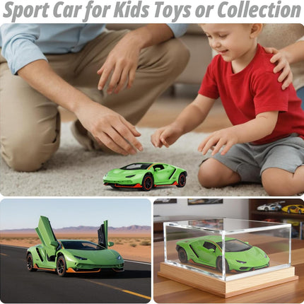 Toy Cars for Boys Age 3-12 1/ Small Diecast Metal Model Car Toys with Light and Sound Pull Back Sport Car for 3+ Years Old Kids Birthday (Green)