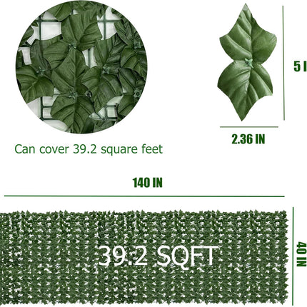 Artificial Ivy Privacy Fence Screen: 40"X 140"(39.2 SQFT) Uv-Anti Faux Hedge Fence and Fake Ivy Vine Leaf Wall Panels for Indoor&Outdoor Green Backdrop, Garden Greenery Decor