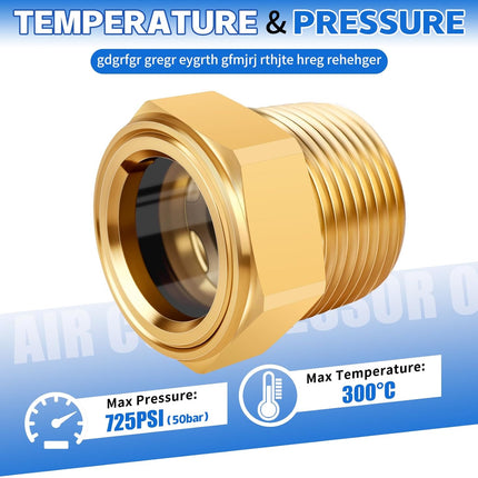 3/4 NPT Air Compressor Oil Sight Glass, Male Hex Head Compresssor Oil Sight Glass, Heavy Duty Solid Brass Oil Sight Glass Liquid Level Gauge Oil Indicator Window for Air Compressor Gearbox Tank