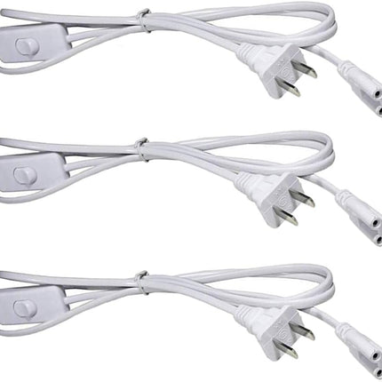 T5 T8 LED Tube Power Extension Cable with On/Off Switch,Led T5/T8 Light Tube Integrated LED Light Fixture Extension Cable Wire (6FT/1.8M) 3-Pack