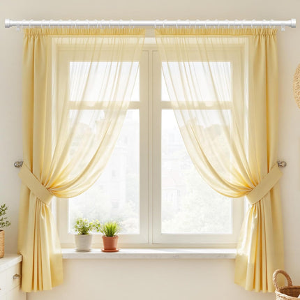 Curtain Rods for Windows 72 to 144, 1 Inch Adjustable White Extra Long Heavy Duty Curtain Rod for Patio Bedroom, Modern Style Indoor Outdoor Window Drapery Rods with End Caps, Size 32" - 150"